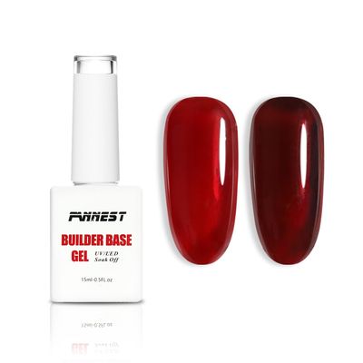 FANNEST Cherry Red Builder Gel Base Coat for Nails Set, 2 Pcs 15 ml Kit, With Self - leveling, Apex Building, Strengthening, Sculpting, Extension and Repair Functions
