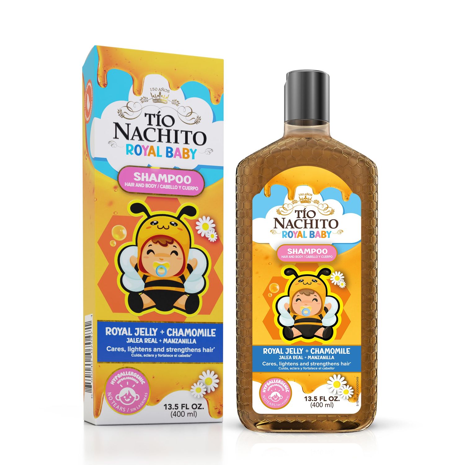 Tio Nacho Royal Baby Hair and Body Shampoo with Royal Jelly &amp; Chamomile, 13.5 fl oz - Hypoallergenic, Gentle, Tear Free, All in One Body Wash