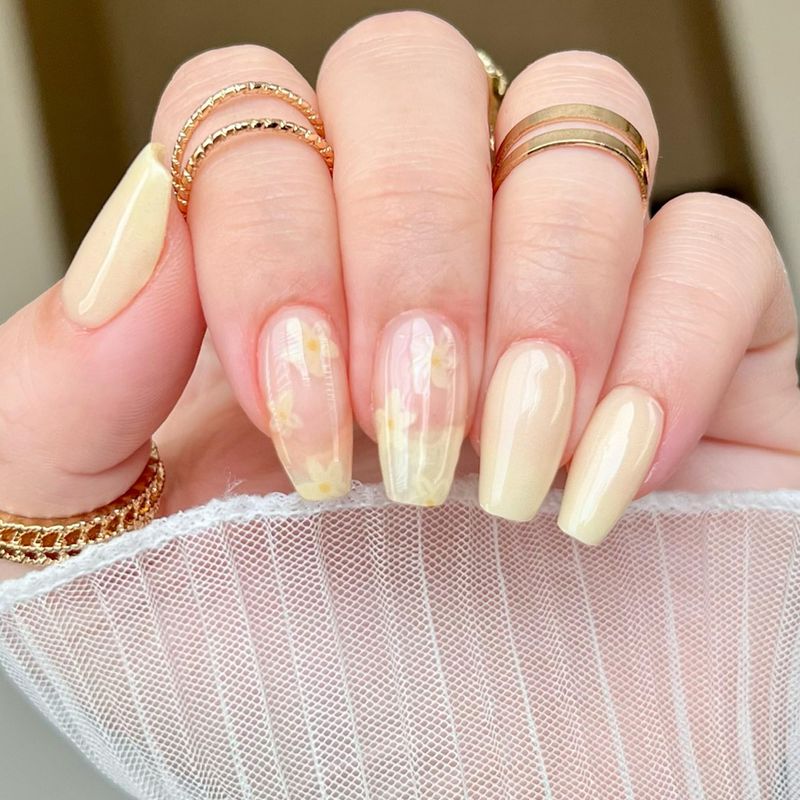 Heyhae Semi Cured Gel Nail Strips | No LED Lamp Needed | Solid, Yellow, Spring |Easy Apply &amp; Remove, Salon Quality|Includes 28 Strips, 1 Prep Pads, Nail File &amp; Wooden stick- Hey, Lets Catch Some Rays