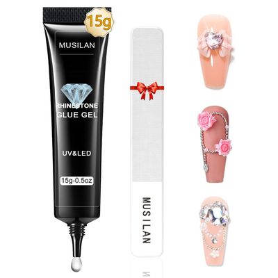 MUSILAN Nail Rhinestone Glue,Super Strong Rhinestones Gel Nail Glue for 3D Nails Beads Stickers Stones Crystals Diamond Art Jewels 3D Decorations Tools,Cured Need