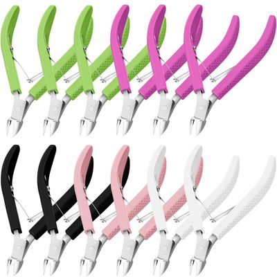Leriton 12 Pack Cuticle Nippers Upgraded Trimmer Kit with Non Slip Silicone Handle Stainless Steel Cuticle Cutter Clipper Manicure Tool for Nail Care Fingernails and Toenails