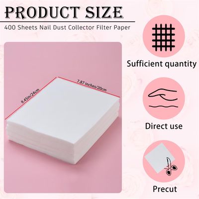 Fanfanwin 400 Sheets Nail Dust Collector Filter Paper Disposable Nail Dust Suction Collector Filters Nail Paper Sheets Portable Dust Collector Filter for Nail Salon Spa Tech Nail Supplies Accessories