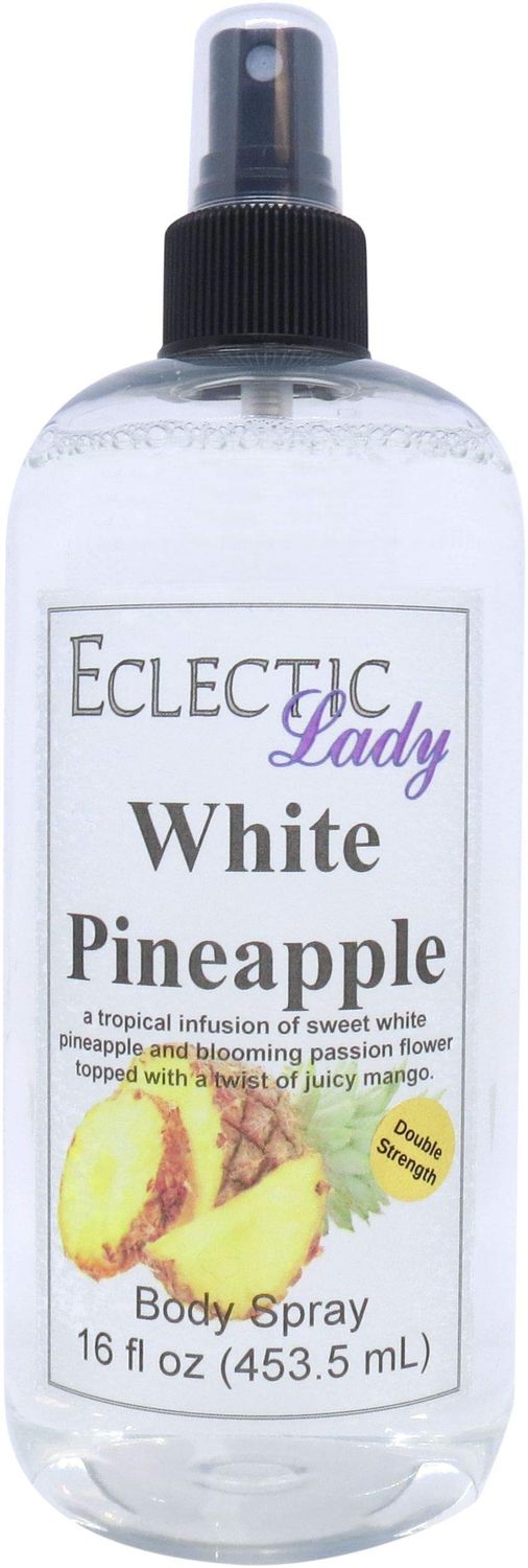Eclectic Lady White Pineapple Body Spray, Double Strength, 16 ounces, Body Mist for Women with Clean, Light &amp; Gentle Fragrance, Cologne with Soft, Subtle Aroma For Daily Use