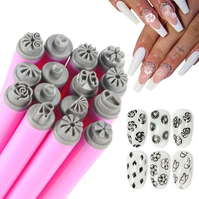WOKOTO 15Pcs Nail Art Stamp Pen Set Flower Butterfly Rose Nail Stamper Pen Nail Art Transfer Pen Design Tools Nail Stamping Pens Kit Nail Art Tool With Different Patterns Nail Art Tools For Women