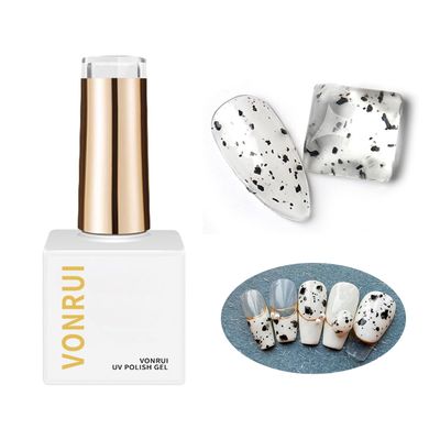 Vonrui Black Glitter Gel Nail Polish Art Eggshell Effect Black, Clear UV Gel Nail Polish DIY Nail Art Design