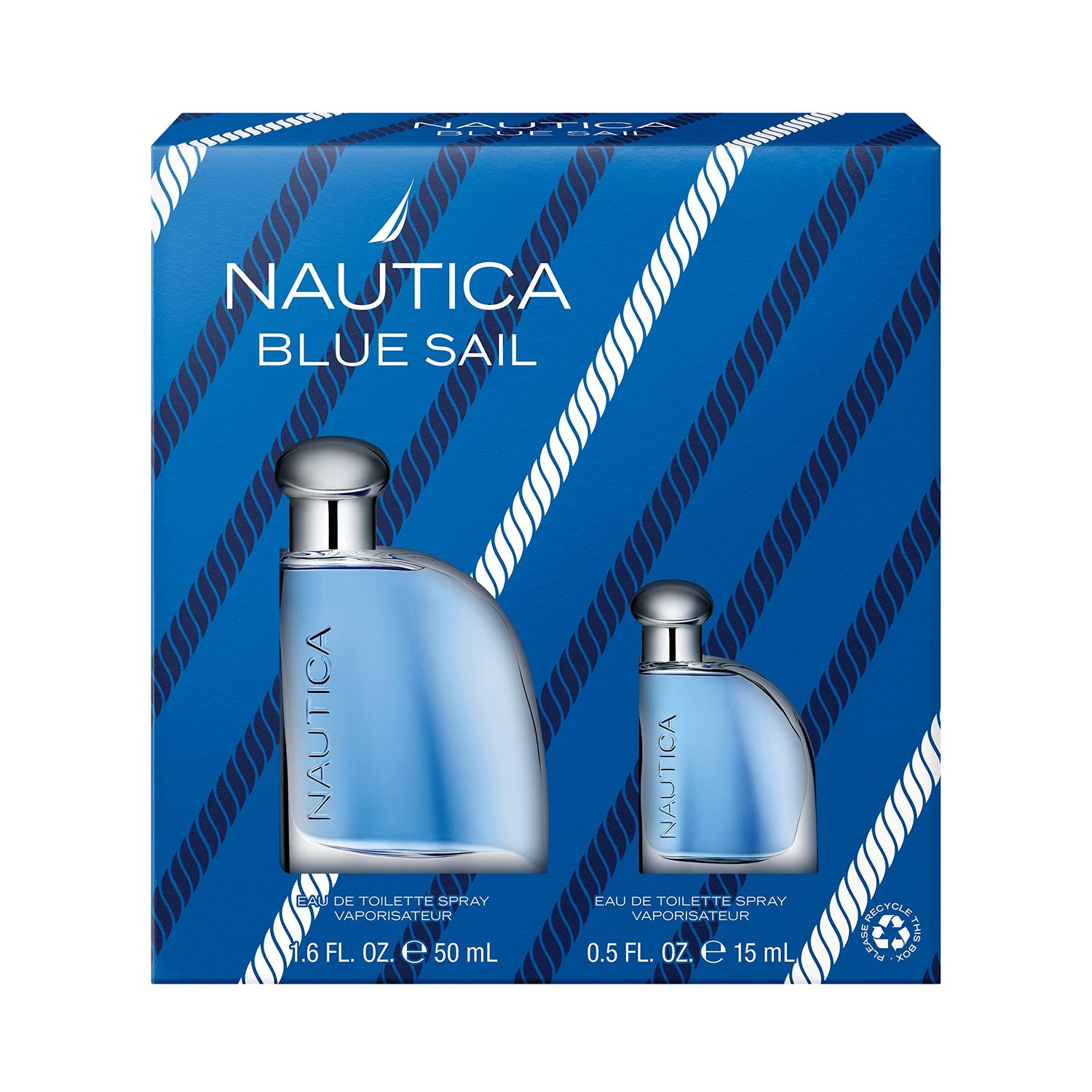 Nautica Blue Sail 2 piece Gift Set for Men - 1.6oz Eau De Toilette Spray 0.5 oz Eau De Toilette Spray