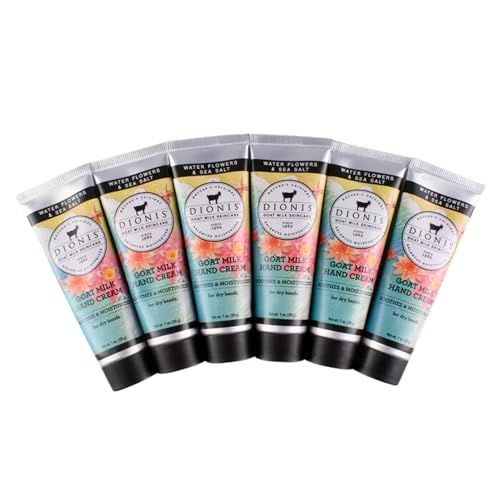 Dionis - Goat Milk Skincare Scented Hand Cream (1 oz) Set of 6, Moisturizing Lotion for Dry Skin, Good for Sensitive Skin, Cruelty-free and Paraben-free (Water Flowers &amp; Sea Salt)