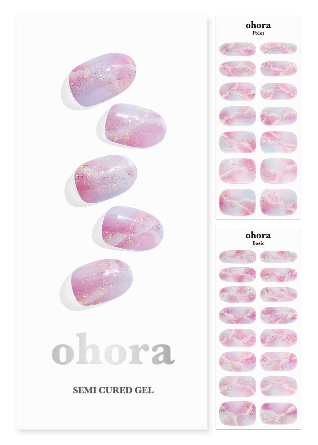 ohora Semi Cured Gel Nail Strips (N Unicorn Dream) - Works with Any Lamps, Salon-Quality, Long Lasting, Easy to Apply &amp; Remove - Includes 2 Prep Pads, Nail File &amp; Wooden Stick