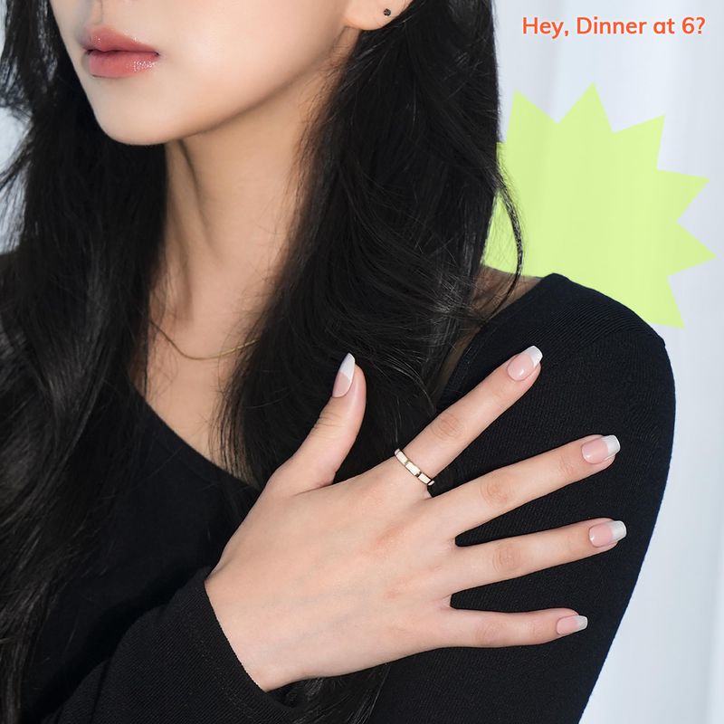 Heyhae Semi Cured Gel Nail Strips | No LED Lamp Needed | French, Pink, Spring | Easy Apply &amp; Remove, Salon Quality | Includes 28 Strips, 1 Prep Pads, Nail File &amp; Wooden stick - Hey, Dinner at 6?