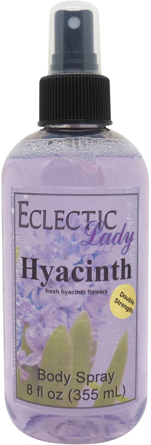 Eclectic Lady Hyacinth Body Spray, Double Strength, 8 ounces, Body Mist for Women with Clean, Light &amp; Gentle Fragrance, Cologne with Soft, Subtle Aroma For Daily Use