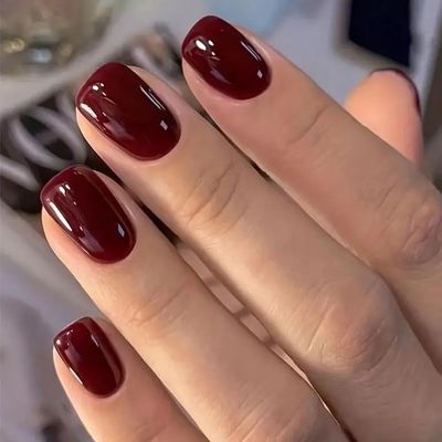 WAFOLOZE Short Square Press On Nails - Red Press On Nails Short Fake Nails with Nail Glue, Artificial Nails 16 Sizes - 32Pcs Reusable Soft Gel False Nails Tips Kit,Stick On Nails for Women