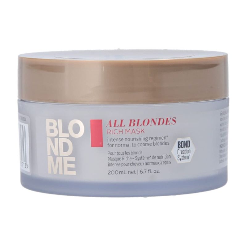 BLONDME All Blondes Rich Mask - Deep Conditioning Bond Restoring Hiar Treatment - Smoothing and Nourishing for Normal to Coarse Color Treated and Natural Blonde Hair, 200 ml