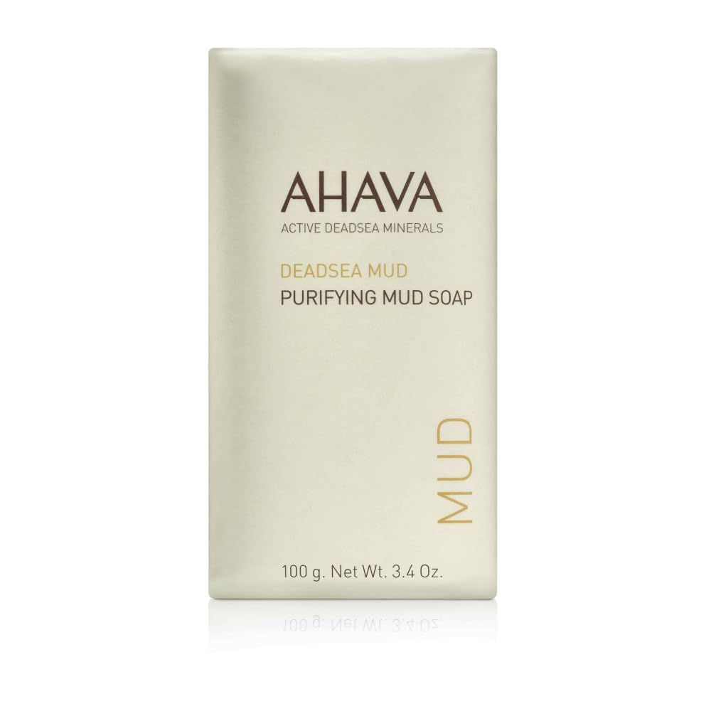 AHAVA Purifying Dead Sea Mud Soap - Face &amp; Body Cleansing Bar to Purify the Skin, Enriched with Exclusive Mineral Blend of Dead Sea Osmoter and Dead Sea Mud, 3.4 Oz, (Packaging May Vary)