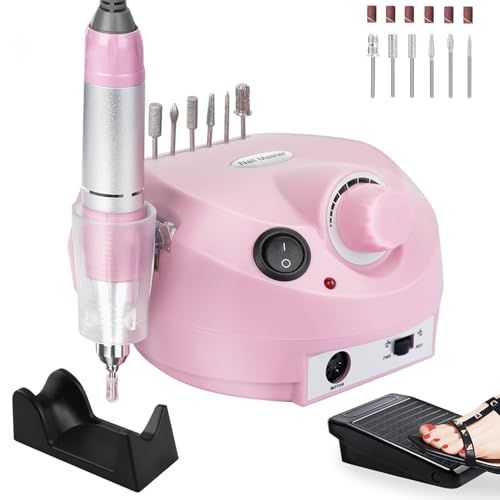 30000rpm Electric Nail Drill Professional Electric Nail File Efile Set for Acrylic, Gel Nails, Manicure Pedicure Polishing Shape Tools Nail Polisher with 6 Nail Drill Bits &amp; Bands
