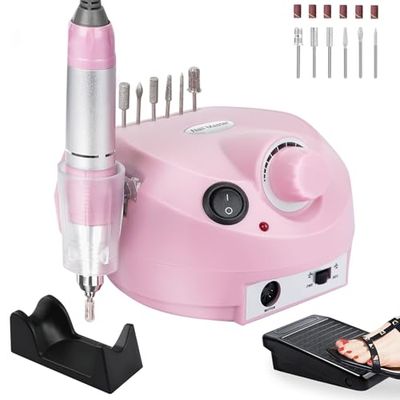 30000rpm Electric Nail Drill Professional Electric Nail File Efile Set for Acrylic, Gel Nails, Manicure Pedicure Polishing Shape Tools Nail Polisher with 6 Nail Drill Bits &amp; Bands