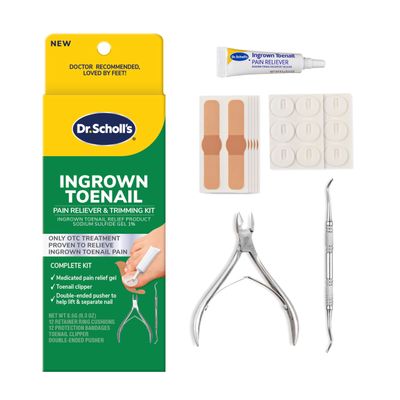 Dr. Scholls INGROWN TOENAIL PAIN RELIEVER &amp; TRIMMING KIT, 0.3 oz // Only OTC Treatment Proven to Relieve Ingrown Toenail Pain - Includes Medicated Gel Foam Rings Bandages Clipper &amp; Pusher Tools