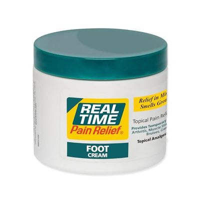 Real Time Pain Relief Foot Cream - 8oz Jar | Advanced Relief for Foot Pain, Muscle Strains, and Arthritis |15 Natural Ingredients Including Eucalyptus, Tea Tree Oil, Menthol, Vitamin E, and Emu Oil