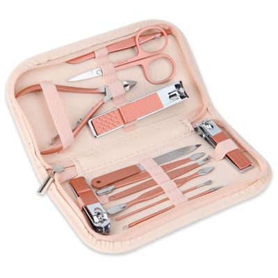 Nail Clippers and Nail Kit, Rose Gold Martensitic Stainless Steel Manicure Set 12 in 1, with Pink Leather Bag, Suitable for Home, Workplace, Outdoor Travel, Gift Giving, Beauty Salon.