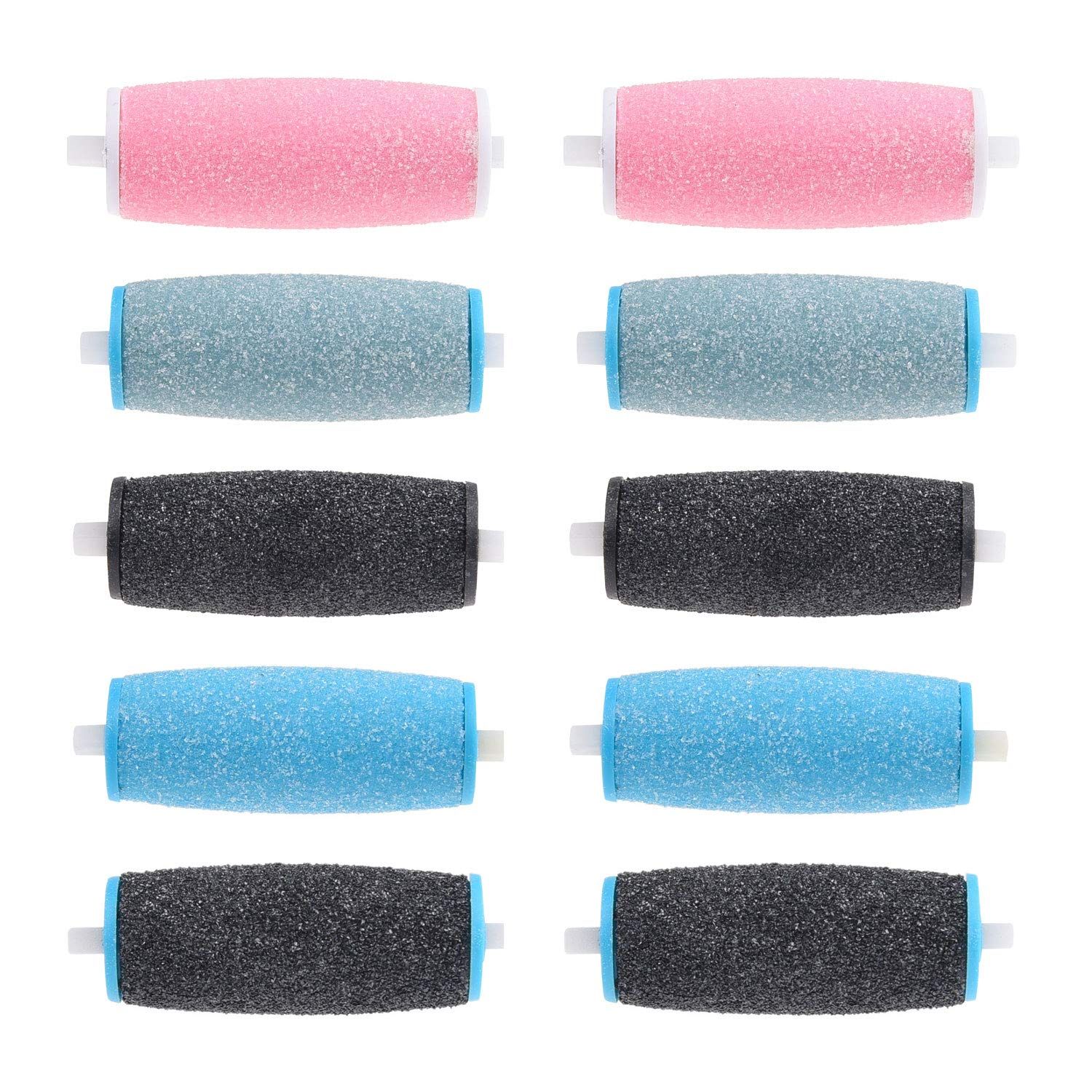 Compatible Replacement Roller Heads for Amope Pedi Perfect Electronic Foot File - Extra Coarse (4X) and Regular Coarse (6X) - Callus Removal - Smooth Feet - Essential Pedicure Accessory - 10 Pack