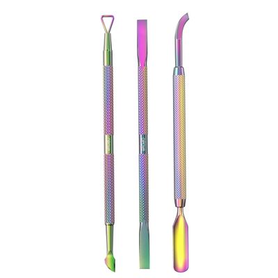 Cuticle Pusher Acetone/Gel/Nail Polish Remover Stainless Steel Professional 3pcs Set Cuticle Scraper Fingernails &amp; Toenails Clean Manicure Tools Cuticle Care for Women&amp;Girl,opove CP-3 (Rainbow Color)