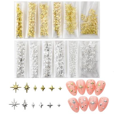 850Pcs Nail Charms - TemBelle Star Nail Charms Bulk Set for Acrylic Nails, Bling Gold Charms for Nails &amp; 3D Cute Silver Nail Charms Nail Gems Y2K Nail Charms Nail Art Rhinestones Supplies Accessories