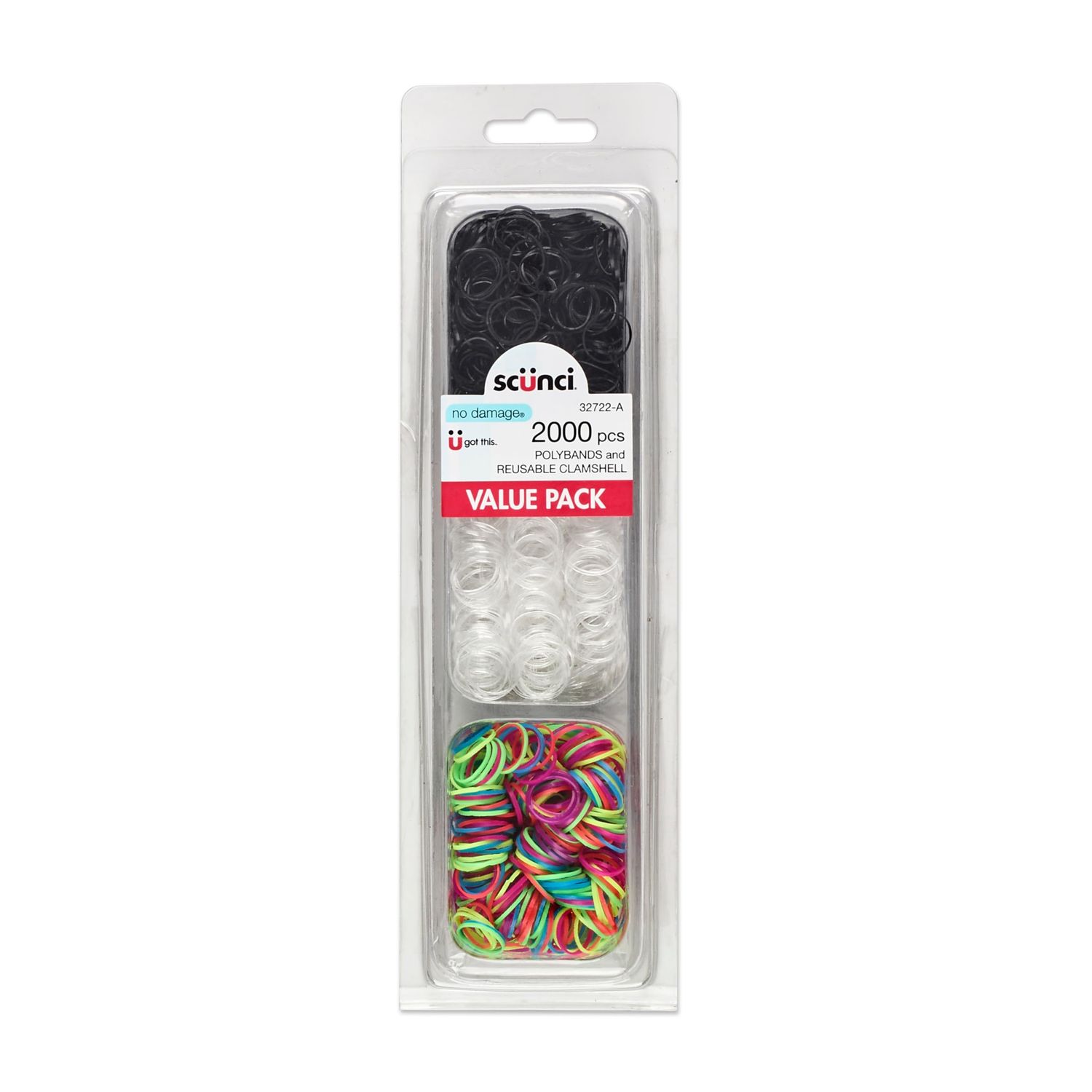 Scunci by Conair Hair Ties - Clear Elastics - Hair Accessories for Women - Black, Clear &amp; Multi-color - 2000 Count