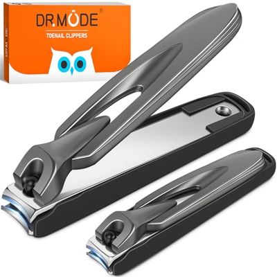 Nail Clippers for Men Women with Catcher, 2 Pack Large Small Anti Splash Self-Collecting Fingernail Toenail Clippers, Sharp Stainless Steel Heavy Duty Mess Free Nail Cutter w Catching Storage