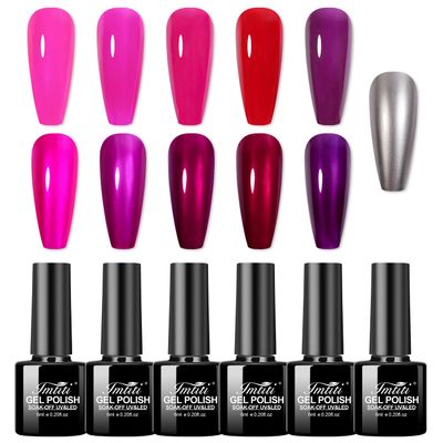 Imtiti Chrome Gel Nail Polish Set, 5 Color Jelly Sheer Metallic Nail Polish, Metal Mirror Effect, Chrome Polish, Soak off UV LED DIY Nail Art Salon Manicure, 6ml x 6