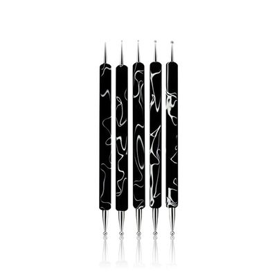 Rolabling 5Pcs Nail Art Dotting Tool Set Double-Ended Dotting Pens &amp; Embossing Stylus for Gel &amp; Acrylic Nails Manicure Brush for Nail Design, Painting, Sculpting &amp; DIY Decorations (Black)
