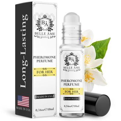 BELLE AME Pheromones Fragrance for Women - Jasmine Scent - Long-Lasting Roll-On Perfume - Scientifically-Backed Attraction Scents for Women - 0.34 oz (10 mL)