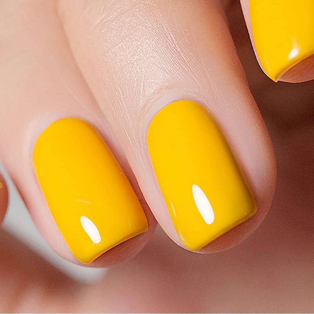 Vishine Gel Nail Polish 15ml, Bright Yellow Color Soak Off UV LED Long-Lasting Nail Gel Polish Nail Art Home DIY Manicure Nail Salon Varnish 923