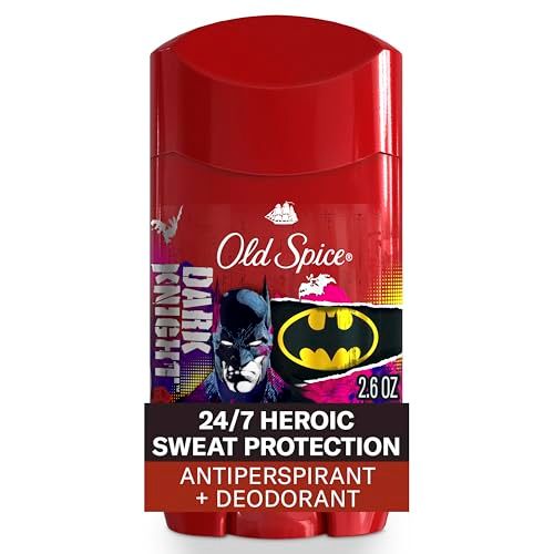 Old Spice Antiperspirant and Deodorant for Men, 24/7 Freshness &amp; Lasting Scent, 24/7 Long Lasting Sweat &amp; Odor Protection, Smell Like a Hero, Batman, Black Cherry and Nightfall Scent, 2.6 oz