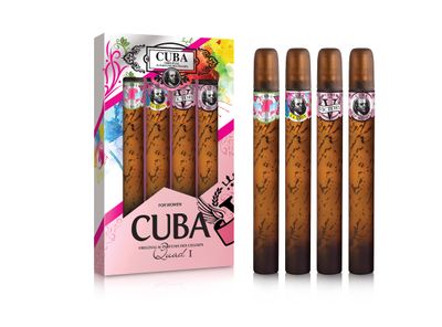 Cuba Quad Top Lady Gift Set |(4 x 1.17 Oz Eau De Parfum Spray) Heartbreaker, La Vida, Victory, VIP | Fragrance For Women