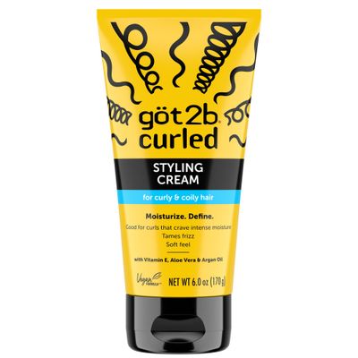 gt2b Curled Styling Cream, 6oz, for type 3-4, curly &amp; coily hair, good for curls that crave intense moisture, tames frizz, soft feel