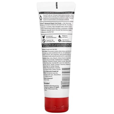 Eucerin Advanced Repair Foot Cream, Very Dry Skin, Light, Fragrance-Free, 3 oz