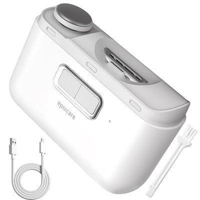 Electric Automatic Nail Clipper Trimmer - 2-in-1 Rechargeable Fingernail Grinder Cutter for Baby Adults Seniors - Heavy Duty Manicure Polisher with Safety LED for Trimming &amp; Polishing Nails