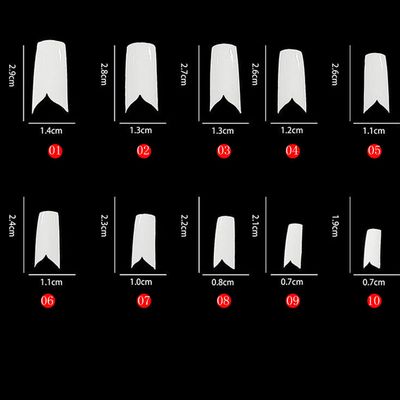 enForten White V Shape Designer False French Nail Art Tips Pack of 500pcs