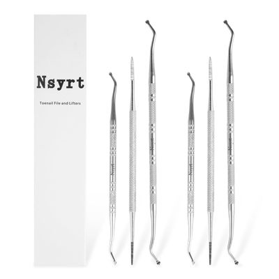 NSYRT 6PCS Ingrown Toenail File and Lifters, Professional Surgical Stainless Steel Ingrown Toenail Tool- Safe Nail Cleaning Treatment Pedicure Tools Kit Under Sidewall Cleaner Pain Relief Accessories