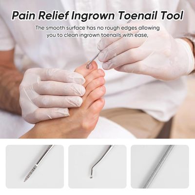 NSYRT 6PCS Ingrown Toenail File and Lifters, Professional Surgical Stainless Steel Ingrown Toenail Tool- Safe Nail Cleaning Treatment Pedicure Tools Kit Under Sidewall Cleaner Pain Relief Accessories
