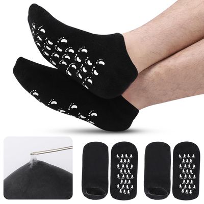 Aluroice 11 Large Silicone Moisturizing Socks for Men - 2 Pairs Soft Foot Care Socks - Feet Moisturizing Socks for Dry Cracked Feet (Size L)