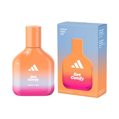adidas Vibes Get Comfy Eau de Parfum 1.6 fl oz (Pack of 1), Notes of Amber Floral, Mandarin, and Vanilla, Unisex Fragrance, Long Lasting, Sporty Fragrance, Travel Size