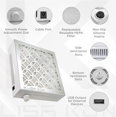 Nail Dust Collector with Reusable Filter, Professional Vacuum Fan Dust Extractor, Powerful &amp; Quiet Nail Tech Dust Suction Machine for Acrylic Gel Nail Polishing, High-End Nail Salon