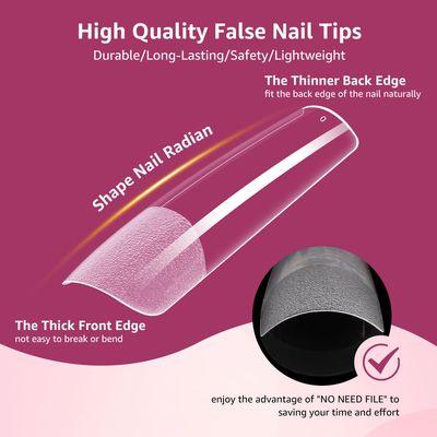 Wilfniee Soft Gel Square Nail Tips, 240PCS Clear Ballerina Tips for Acrylic Nail Tips Professional, Pre Shaped Full Cover Press on Nails for Nail Polish Dip Powder Salons Home DIY