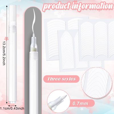 Dunzoom French Manicure Kit Include 2 Pcs French Manicure Pen 0.12 Ounce White Tip Pen 111 Count Tip Nail Stickers Strips Tool for Women DIY Pedicure Nails Kit