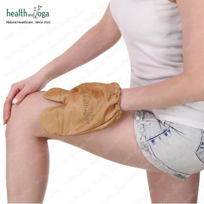 HealthAndYoga Silk Garshana Ayurvedic Massage Gloves - Electro Static Lymph Circulation Boost - 100 Natural Dry Skin Brushing and Exfoliation and Excess Fat Treatment - Mitt Style 1 Pair