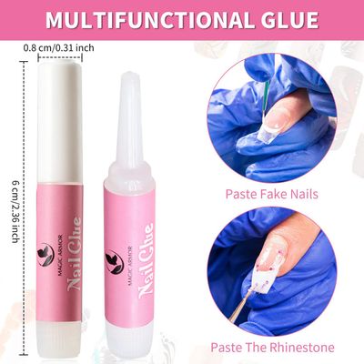 15PCS Nail Glue for Acrylic Nails, Professional Nail Tip Glue for Fake Nails Broken Nails Adhesive Super Bond for Press on Nails Glues Adhesive for Fake Nails Tips Glues