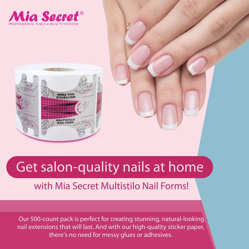 Mia Secret Multistilo 500 PCS - Nail Extension Tips, Forms for Acrylic &amp; Gel Nails - Guide Stickers