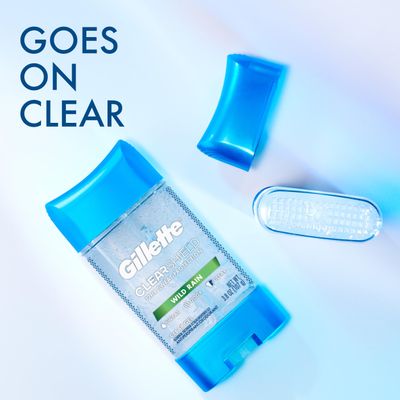 Gillette Antiperspirant and Deodorant for Men, 72hr Sweat &amp; Odor Protection, Long Lasting Freshness, Anti-White Mark Technology, Clear Gel, Wild Rain Scent, 3.8 oz (Pack of 2)