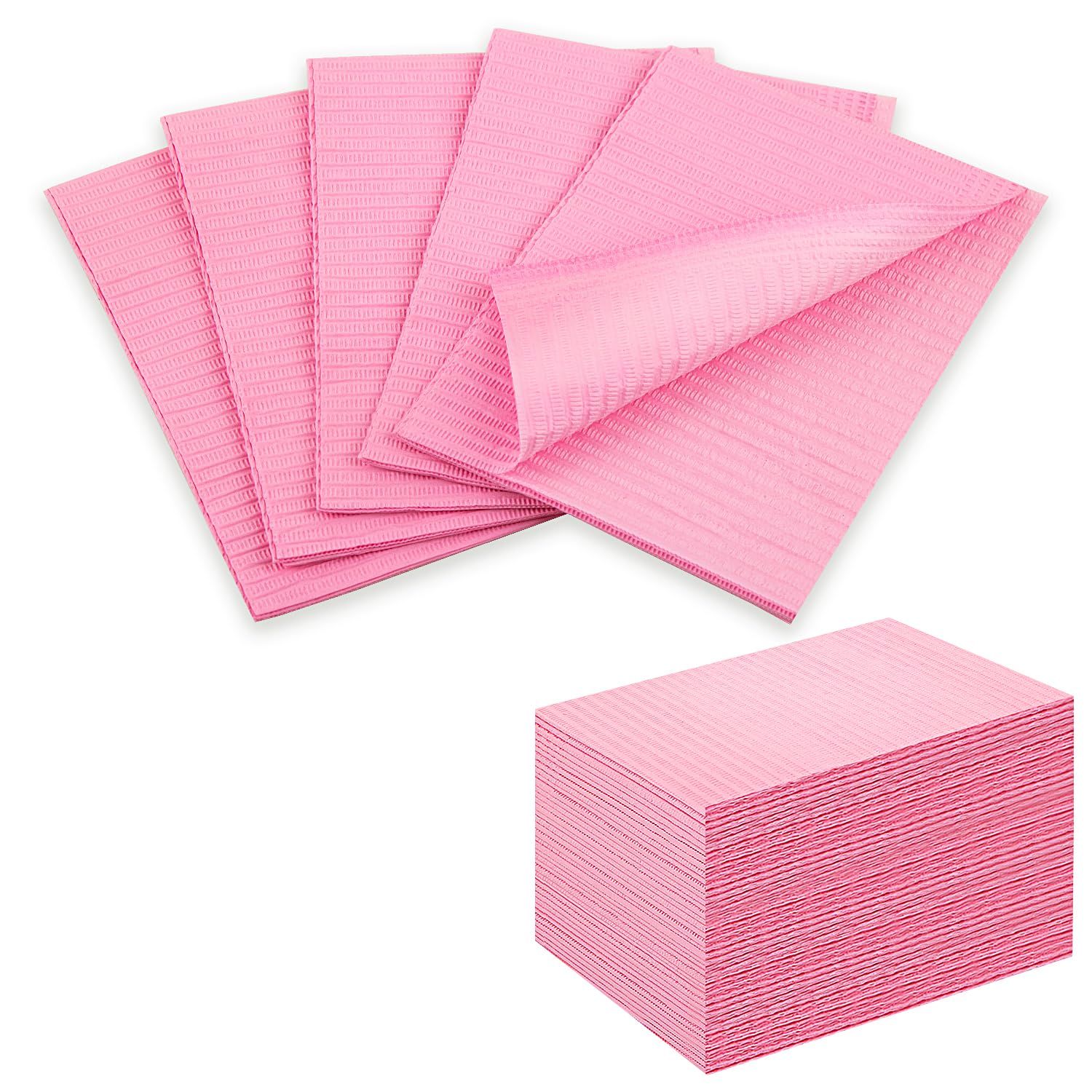 Gusnilo Nail Art Table Mat - Disposable Nail Paper Towels (50PCS) - Pink Waterproof 3-Ply Nail Art Paper 13 X 18 Pads for Nail Table Decoration Kit, Nail Art Accessories