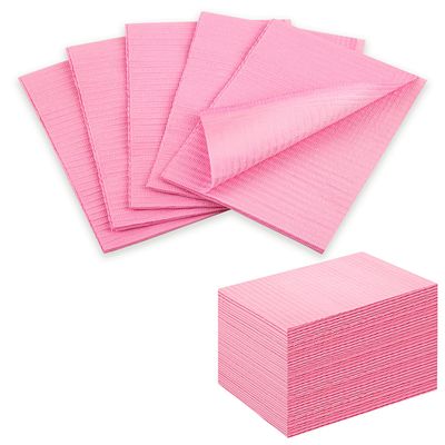 Gusnilo Nail Art Table Mat - Disposable Nail Paper Towels (50PCS) - Pink Waterproof 3-Ply Nail Art Paper 13 X 18 Pads for Nail Table Decoration Kit, Nail Art Accessories